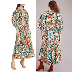 FARM RIO Women's Mushroom Forest Belted Canvas Dress MSRP $255
